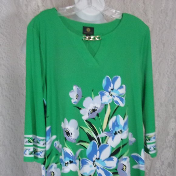 JM Collection Tops - JM Collection Top Blouse Green and White  Size PXL  NWT